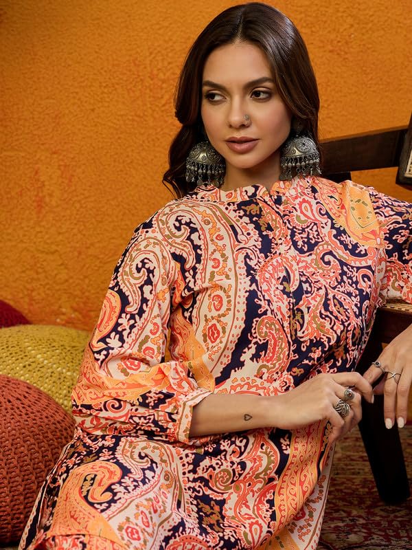 Image of Vaamsi Women's Cotton Blend Floral Printed Straight Co-ord Set (VCORD1031)