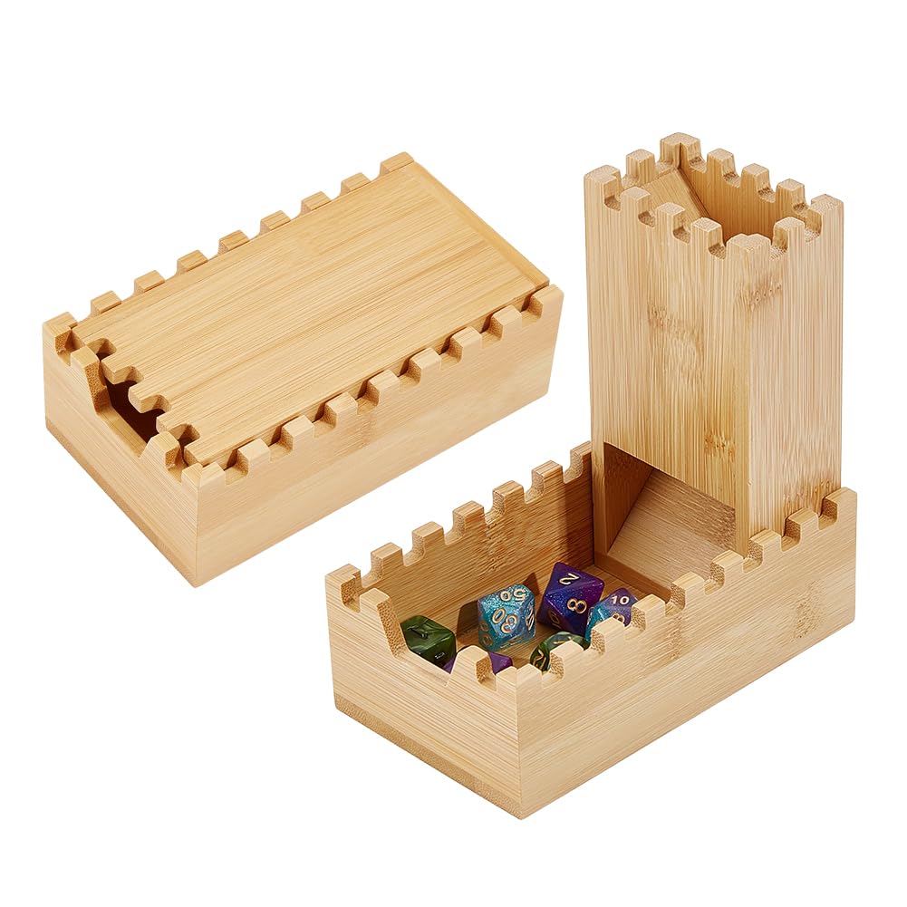 UNICRAFTALE Foldable Bamboo Wooden Dice Tower For Tabletop Games 14x8x4.5cm