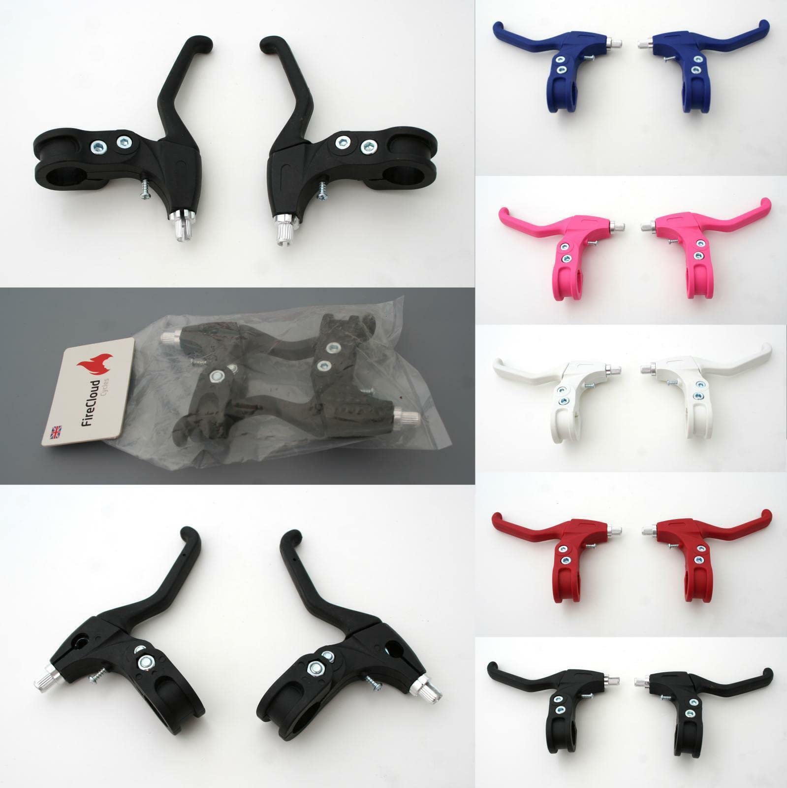 Ammaco Pair Adults Or Children's Bike V-Brake Levers 22.2mm (Black)