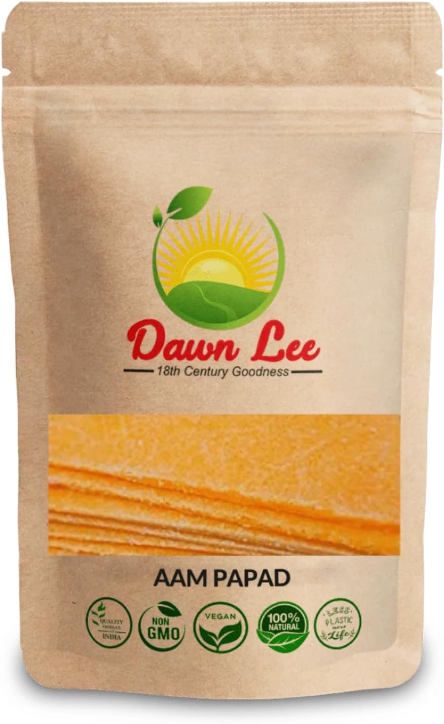Dawn Lee 18th Century Goodness Aam Papad | Mango Candy | Healthy Sweet Treat with Kashmiri Saffron and Desi Khand, No Refined Sugarr - Made with 100% Natural Mango Pulp - 100 gm (3.52 OZ)