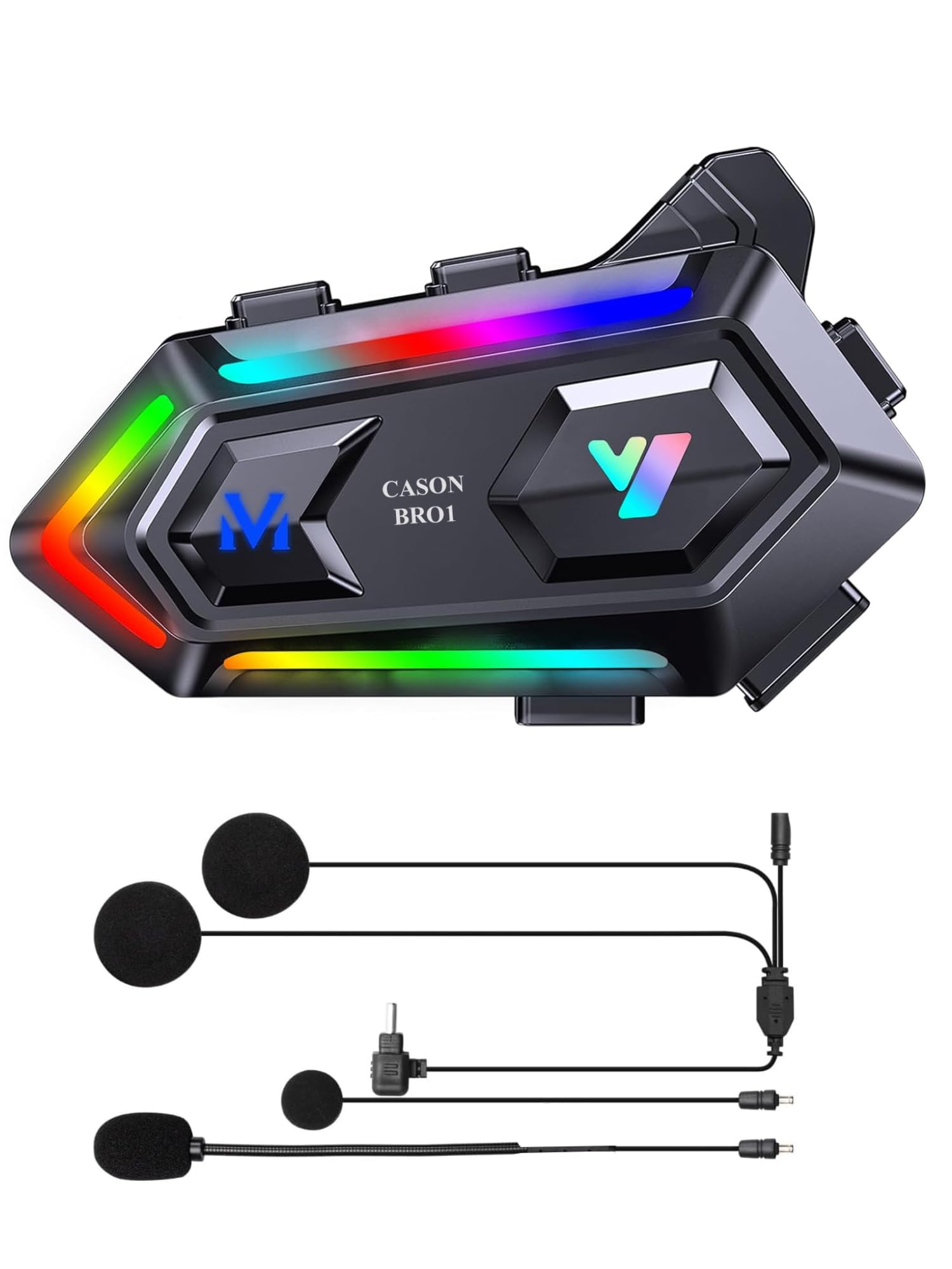 CASON Helmet Over Ear Bluetooth Device with External Mic,Wireless Bluetooth for Helmets Connects 2 Phones with AI Noise Cancellation/Music Control & Waterproof for All Bike Helmets