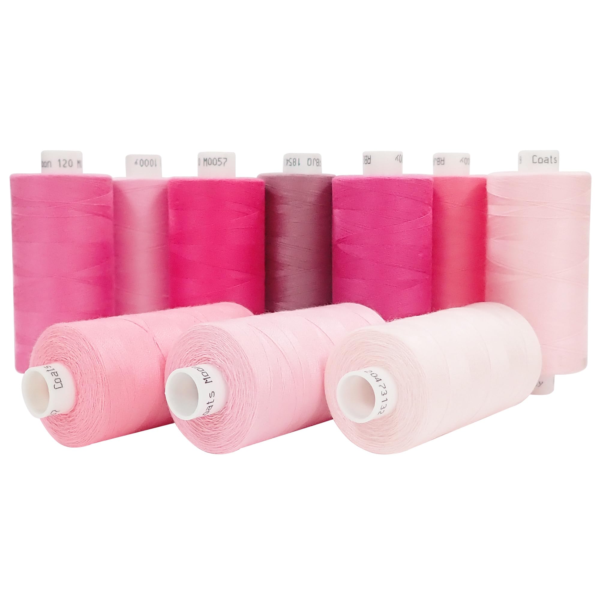 Moon Thread Assorted Pinks Spun Polyester Sewing Thread - 1000M, Set of 10