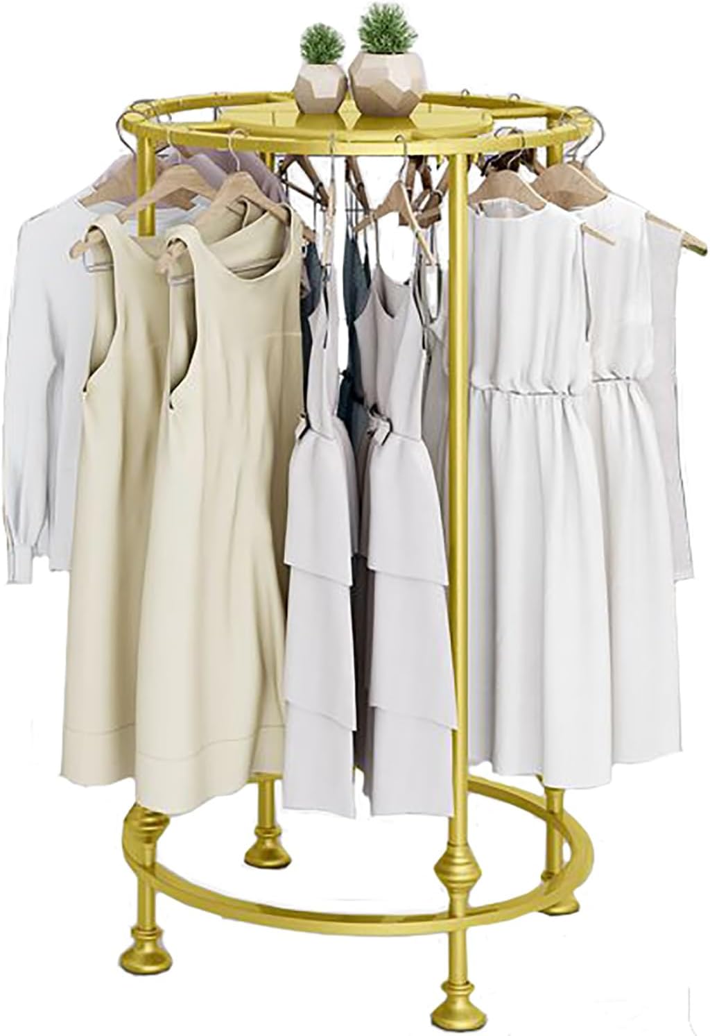 Store Display Rack Wall Mounted Storage Rack,Sturdy Metal Garment Rack with Top Shelf - Round Clothes Display Stand for Retail Shops, Boutiques, Bedrooms & Commercias - Slish Clothing nizer