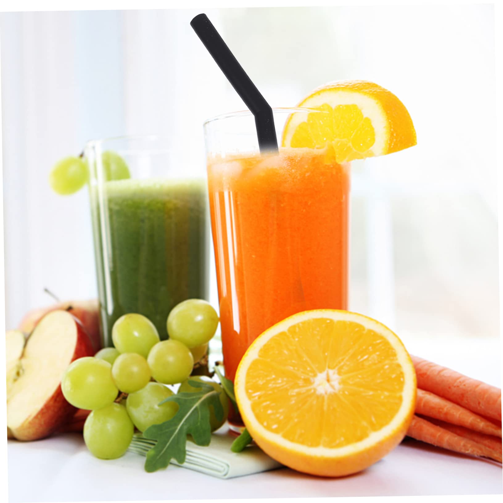 TOPBATHY 48 Stück 1 Satz Strohhalm aus schwarzem Silikon Reisestrohhalme wiederverwendbare Safthalme kinder strohhalme smoothie strohhalme Strohreinigerbürste praktische Milchstrohhalme