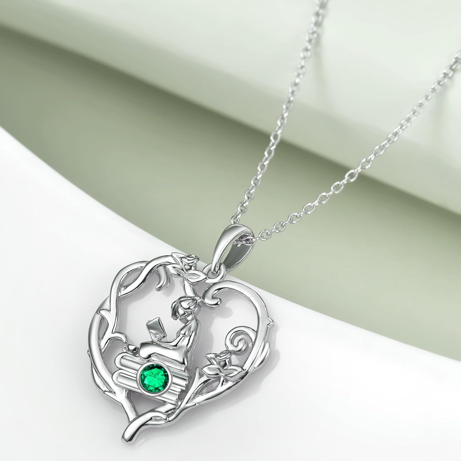 YFN 925 Sterling Silver Book Lover Necklace Reading Pendant for Women Christmas Graduation Gift Jewelry for Student Friends Classmate Book Lover