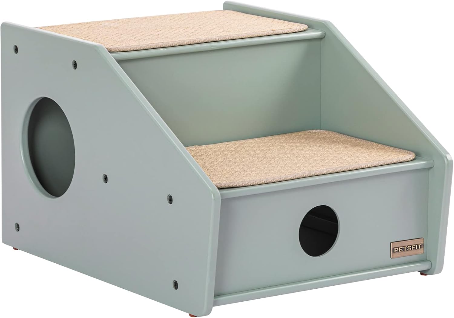 Petsfit Wooden 2 Cat Stairs for Dogs/Cats/Elderly Pets, Non-Slip Dog Steps for High Beds/Couch/Sofa, Green(21x17x14 inch)