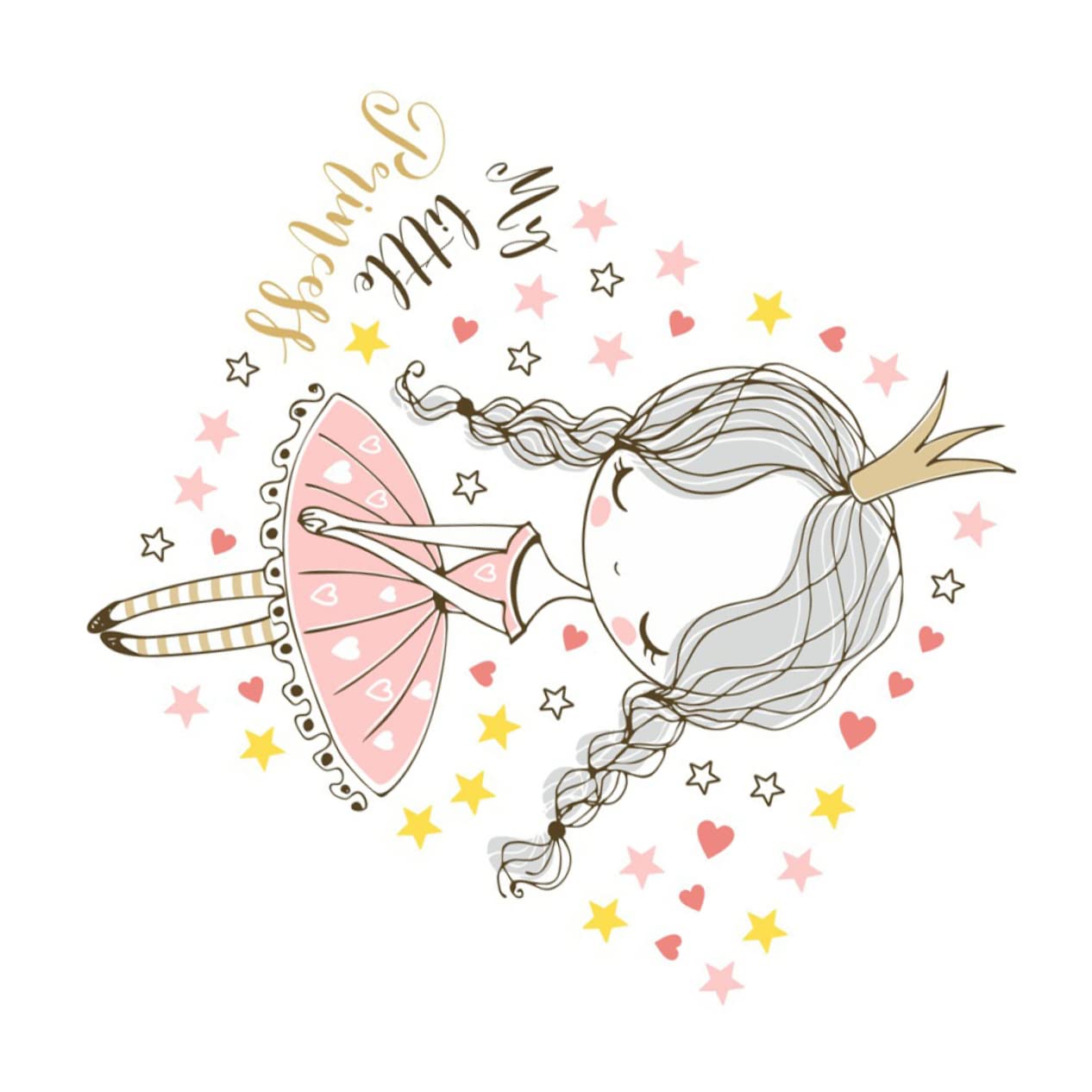 Stickers muraux couronne princesse PVC repositionnables pour éviter les traces