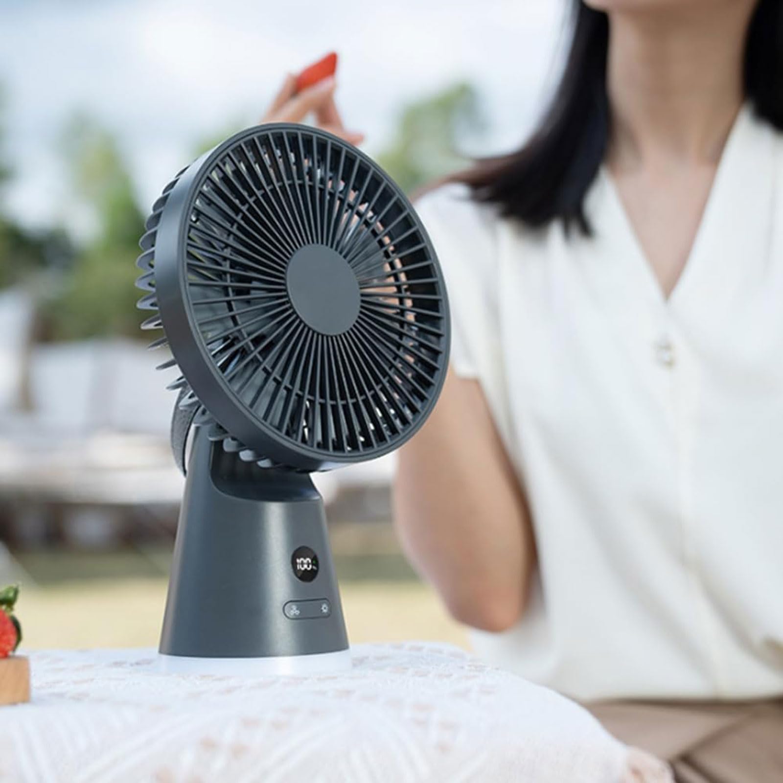 Ventilatore da Tavolo,Circolatore d'aria,ventilatore portatile,5 Velocità Regolabili,Ventilatore Silenzioso Notte con Luce Notturna,per Circolazione Aria,Per Soggiorno,Cucina,Scrivania,Campeggio