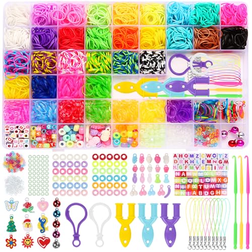 LUZOON 2800+ Loom Bänder Set, 36 Farben Armbänder Selber Machen Gummibänder Kinder Basteln Schmuck Selber Machen Set Schmuckbastelsets für Kinder Mädchen Jungs(Mit Fluoreszieren Farben)