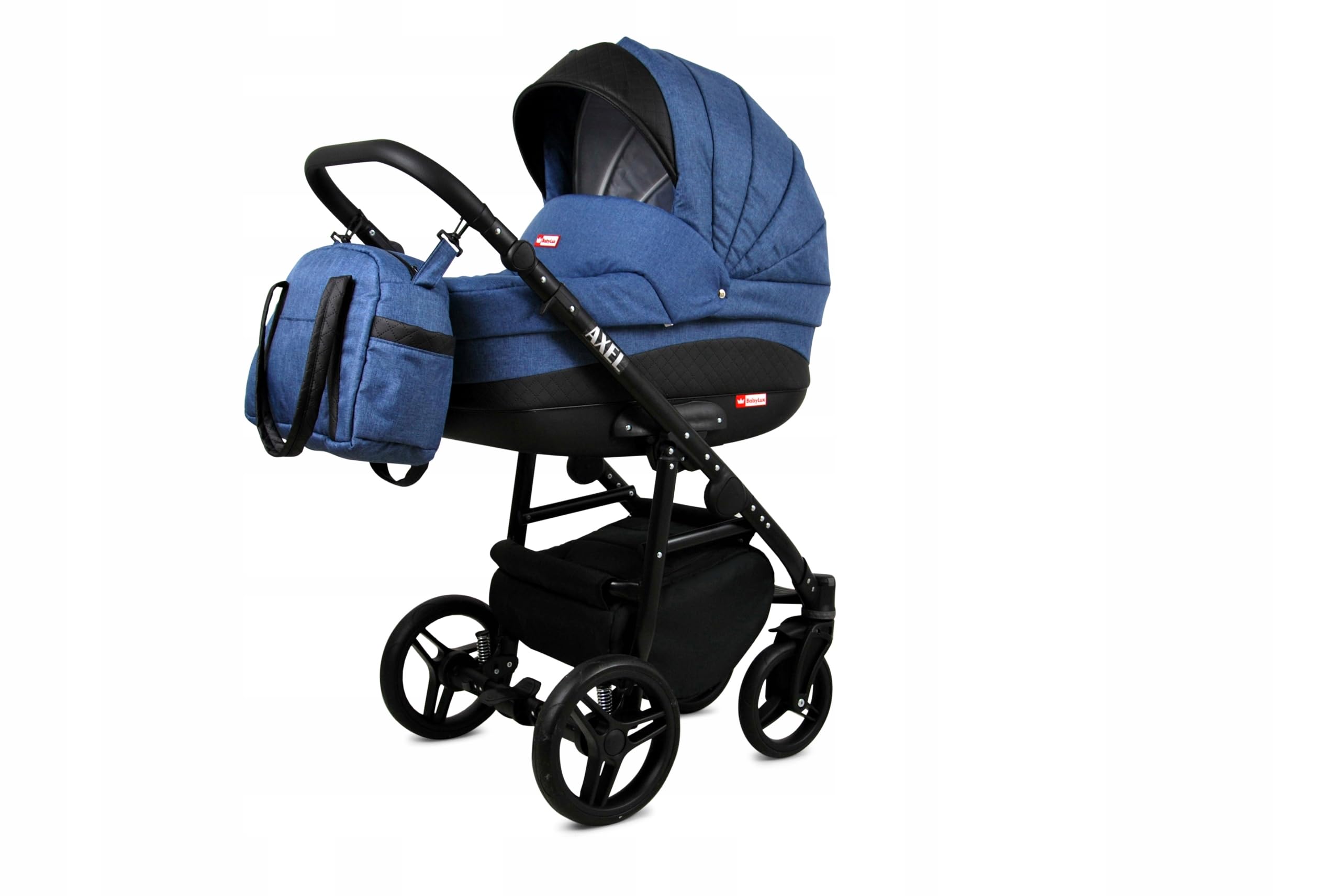 BabyLux® Wózek dziecięcy kompletny zestaw 4 w 1, Axel, w tym gondola dla niemowląt, wędka, fotelik samochodowy, podstawa ISOFIX, wózek dziecięcy, system kombinowany, z torbą do przewijania itp.