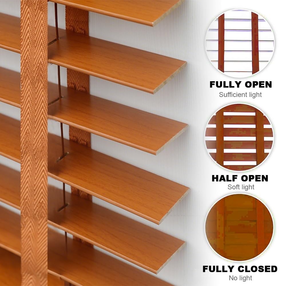 Tenda veneziana in legno, 130 x 22 cm, per interni, orizzontale, per proteggere la privacy e il sole, facile montaggio a parete/soffitto, disponibile in 120/130/140/150 cm