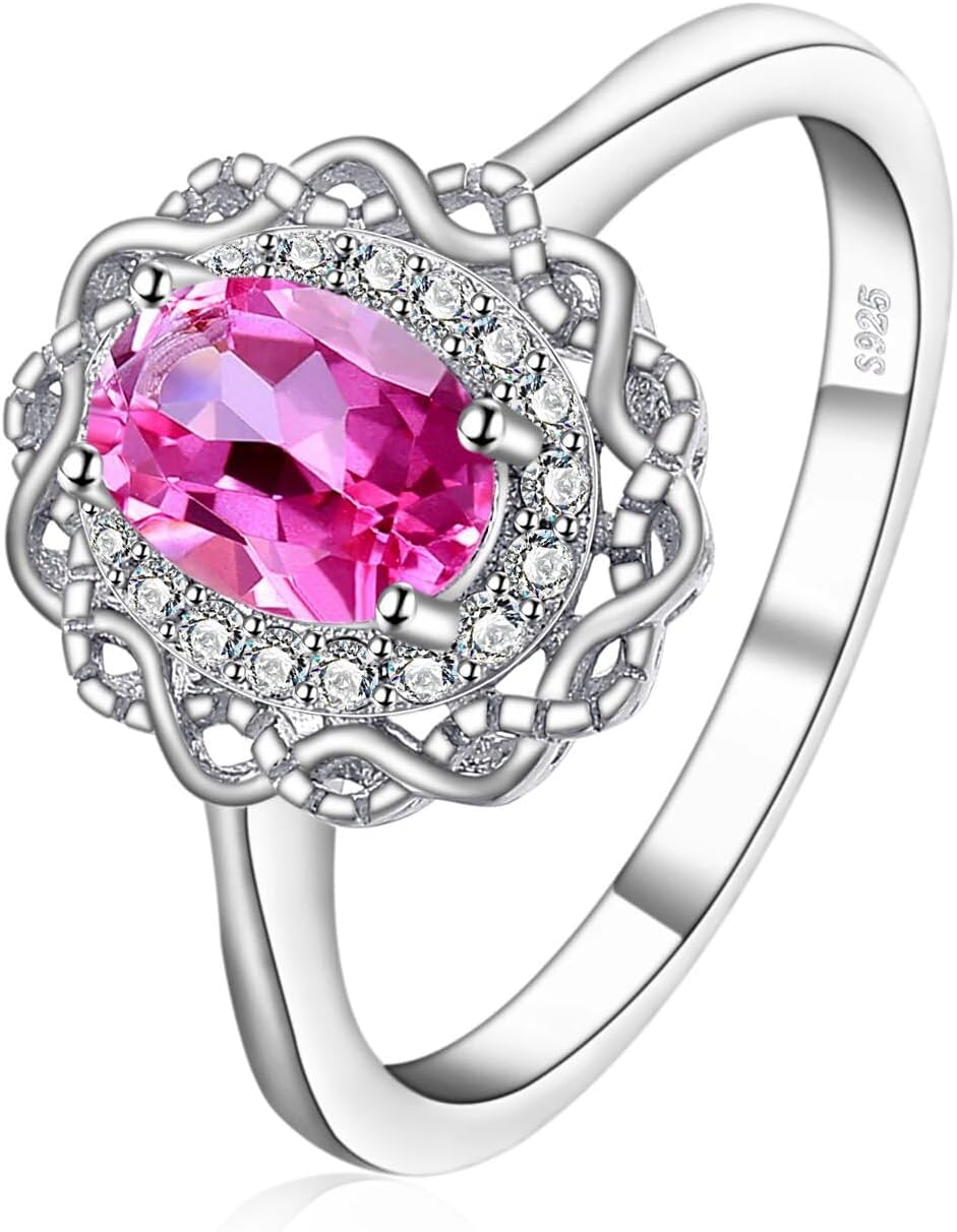 Infinity Genuine Oval Pink Topaz 925 Sterling Silver Ring for Woman Gemstone Fine Jewelry SSS-0215