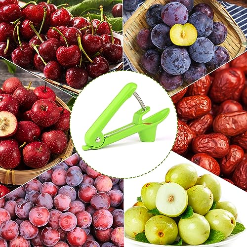 Miniatura 7 de Deshuesador De Cerezas Descorazonador De Cerezas Deshuesador Cerezas Y Aceitunas Con Copa Del Soporte De Silicona Suave Y Polo De Acero Inoxidable Para Azufaifa Fecha Roja Cereza Y Aceituna Verde