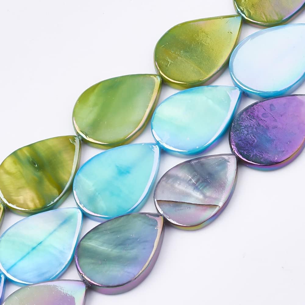 Beadthoven 10strands Flat Round Freshwater Shell Beads Strands 10-11.5mm Smooth Colorful Sea Pearl Shell Loose Disc Coin Beads Spacers for DIY Earrings Necklaces Jewelry Making Adult