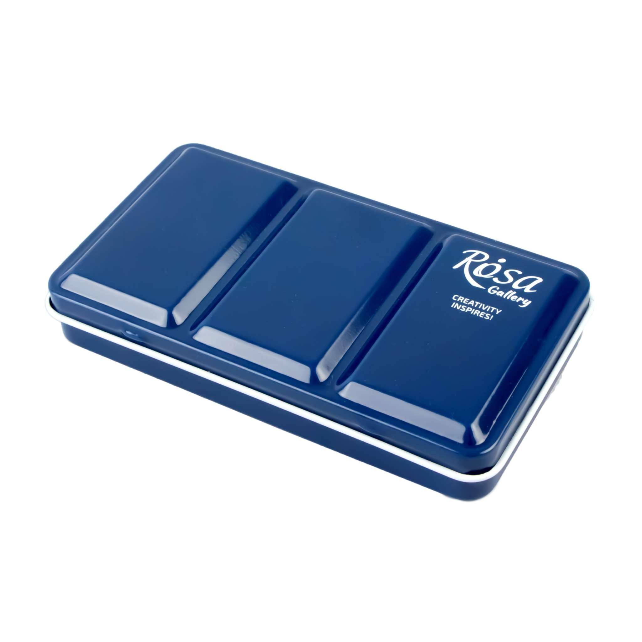 Rosa Gallery Leere Aquarellfarbenbox aus Metall (Indigo Voll 12 Napf)