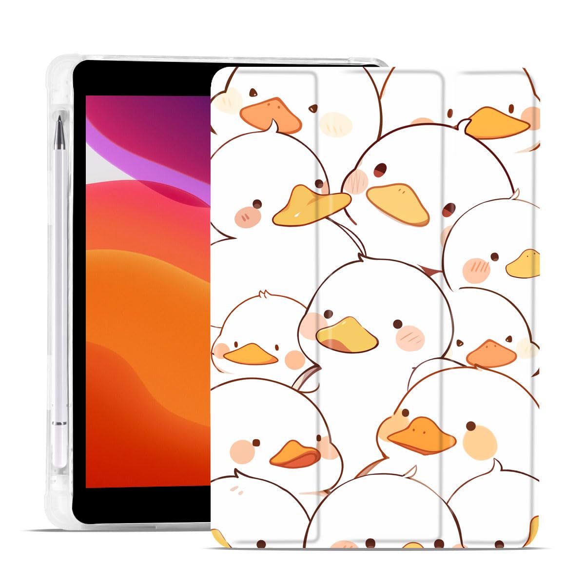 MAYCARI Cartoon Cute Animals Case for iPad 10.9 inch 2022 with Pencil Holder, Original Pattern iPad 10th Generation Soft TPU Back Protective Cover