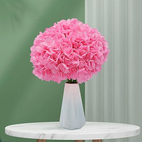 Miniatura 9 de Flores artificiales, falsas, de color rosa, paquete de 5, 20 cabezas, para bodas, hogar, fiesta, restaurante