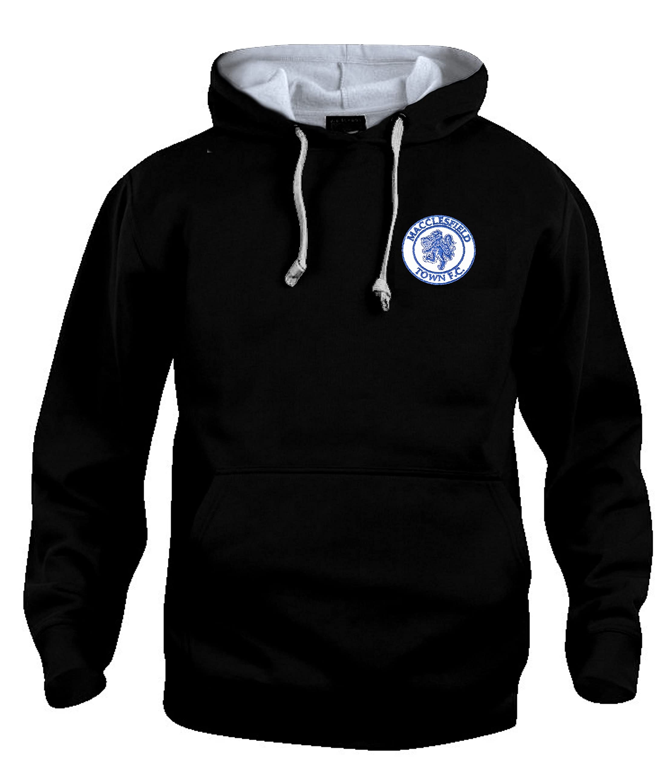 Macclesfield 1960s Retro Football Hoodie Embroidered Logo Black