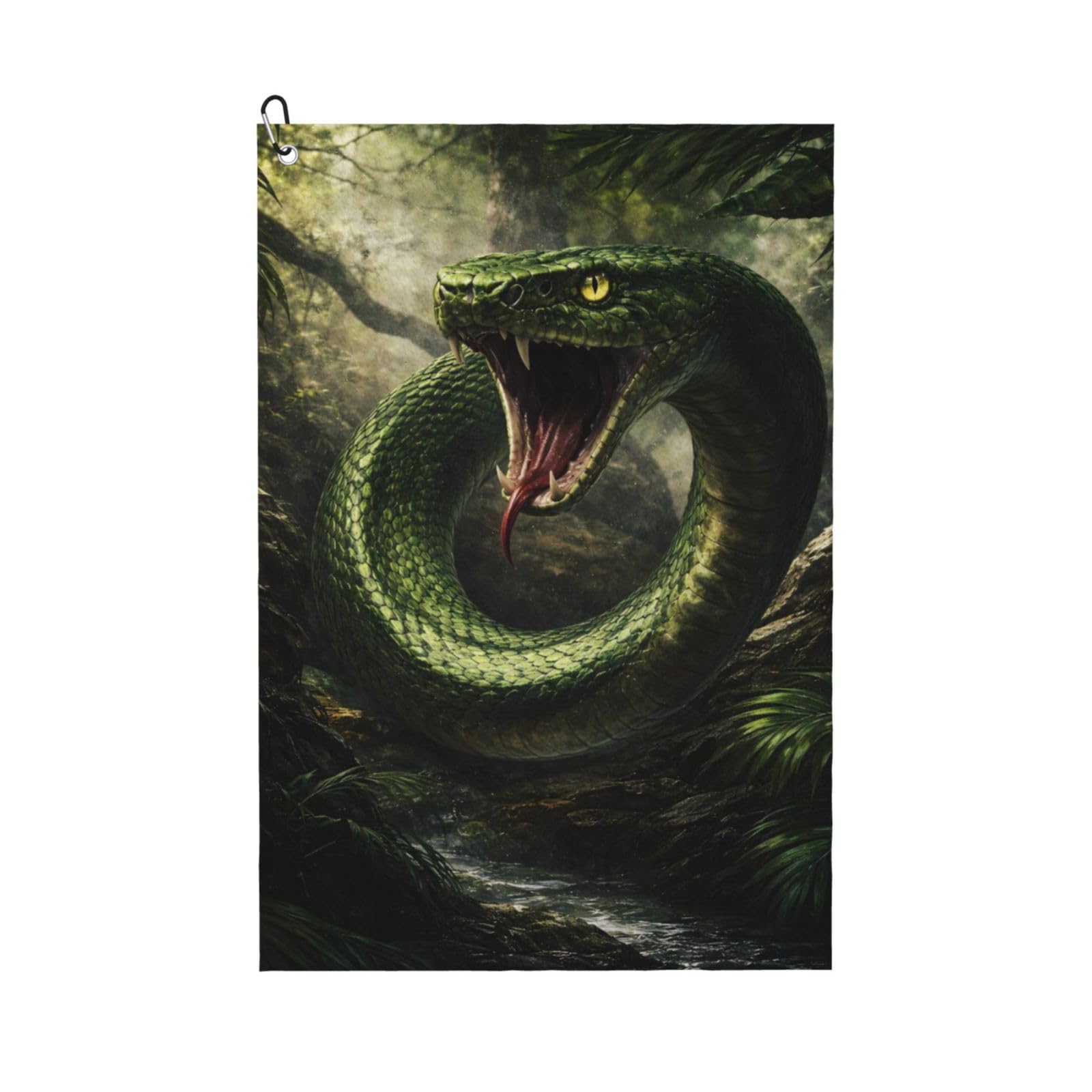 Oudrspo Ferocious Snake Multi-Functional Golf Towel | Absorbent Quick Drying 16x24in