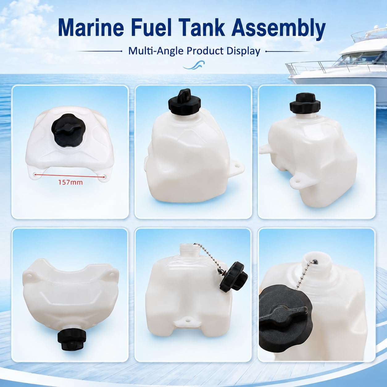 Internal Fuel Tank & Cap Assembly fit for Tohatsu M5B Nissan NS5B Mercury | Replaces 369-70316-4, 4HP 5HP 6HP two-stroke outboard motors, Direct replacement fuel tank with cap assembly
