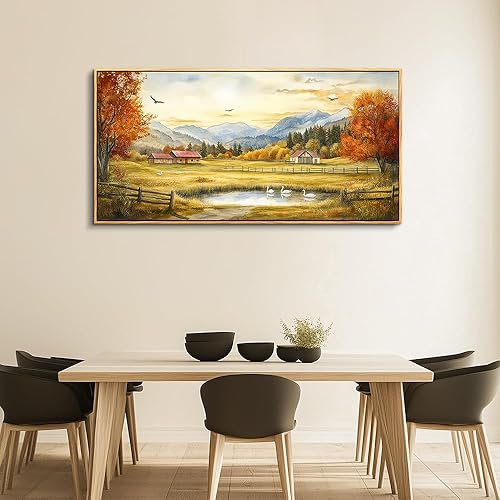 Miniatura 6 de PHAOHUAXM Arte de pared grande para sala de estar, lienzo para decoración de casa de campo, oficina, dormitorio, tinta, pinturas de paisaje,