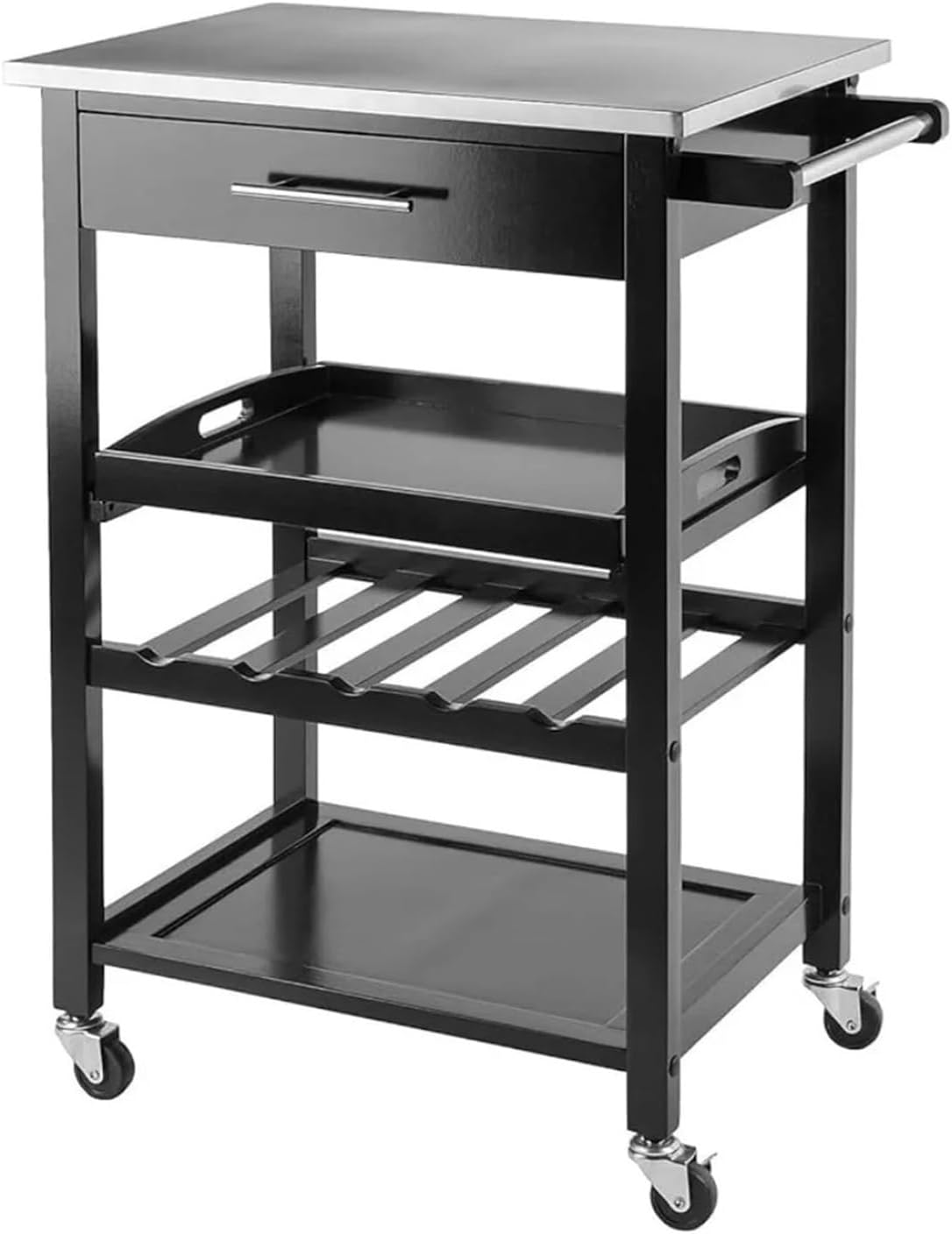 Storage Trolley Kitchen Cart with Drawers and Two Locking Wheels, Storage Rack, Furniture Shelving Organizer
