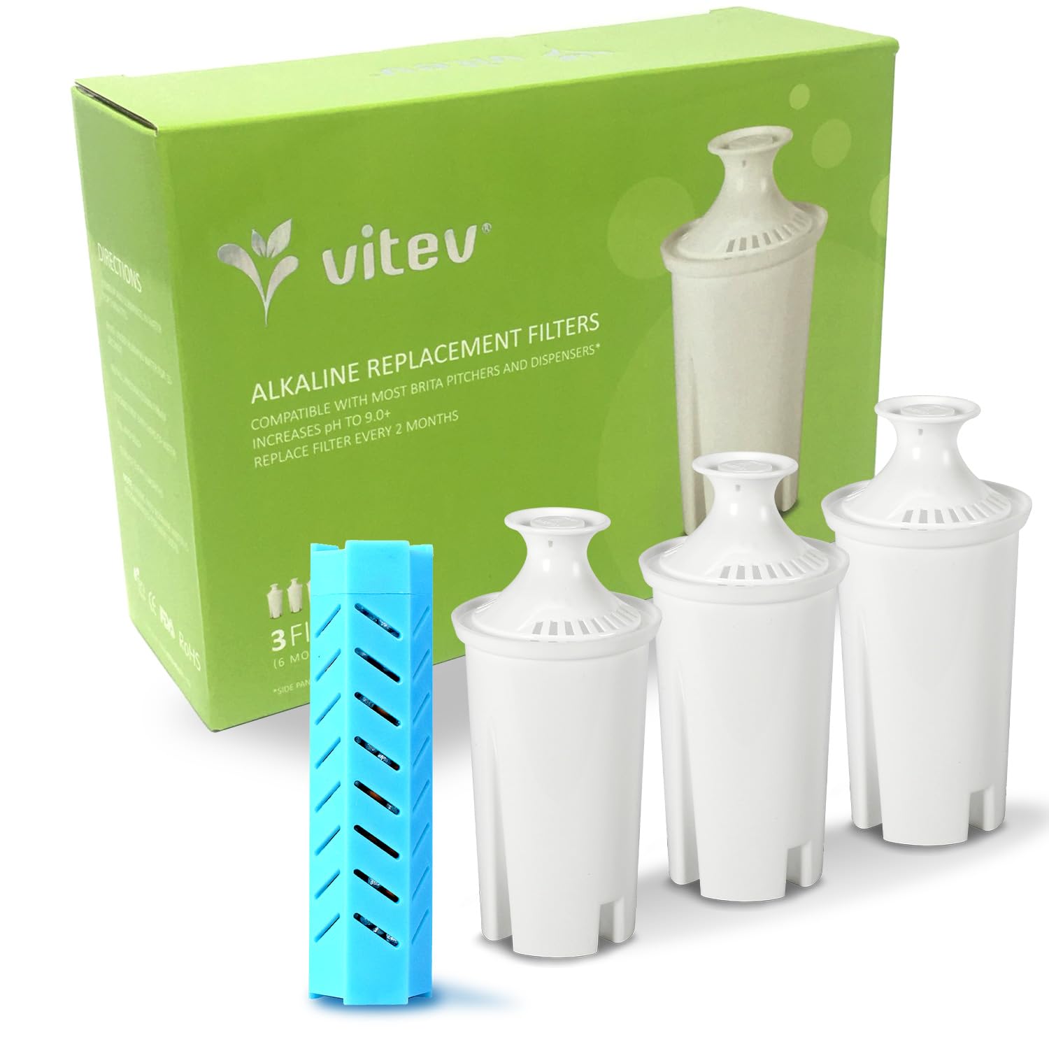 VitevAlkaline Water Filter 3-pack + Alkaline Stick Bundle
