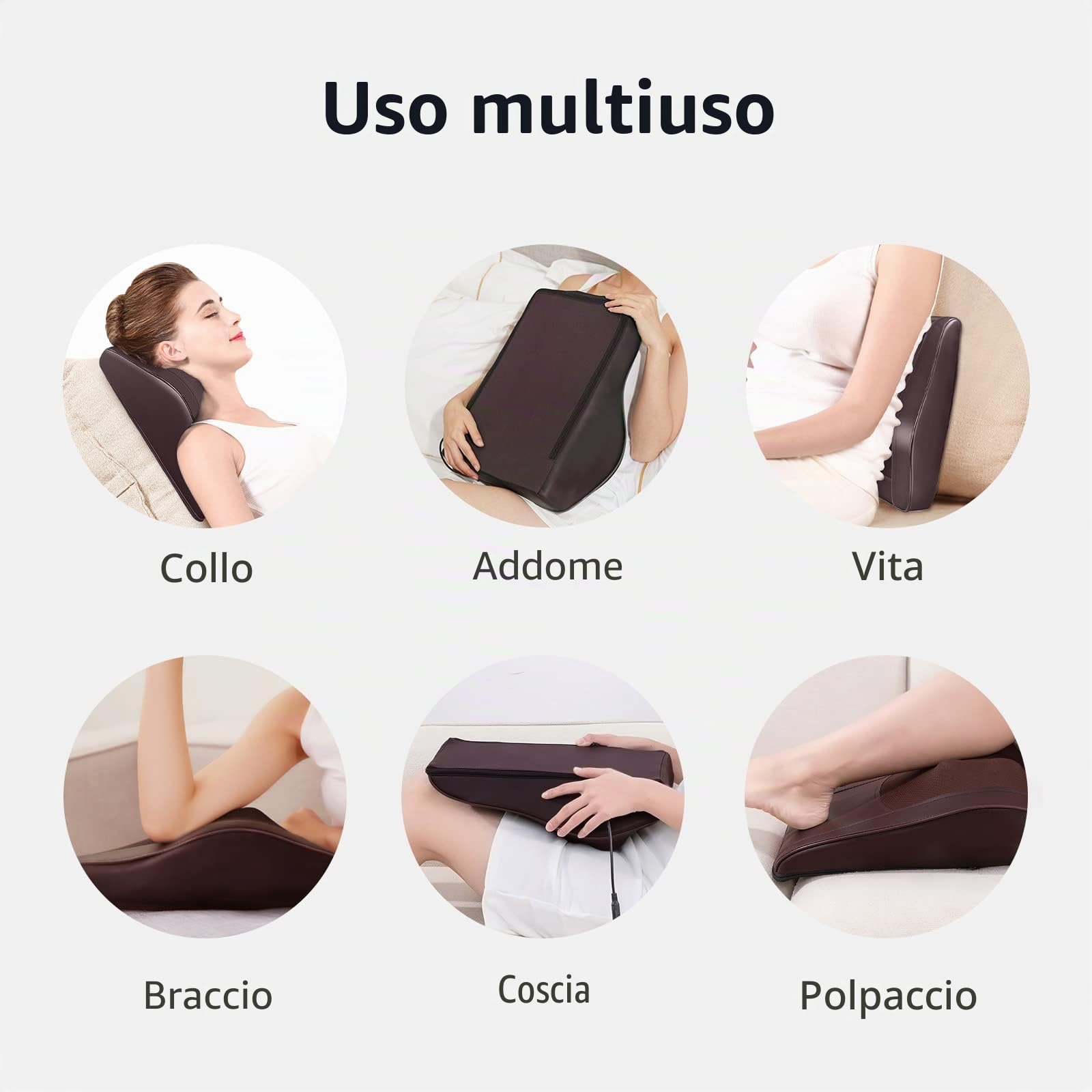Massaggiatore per la schiena con calore, cuscino per il massaggio shiatsu del collo per il rilassamento muscolare e il sollievo dal dolore