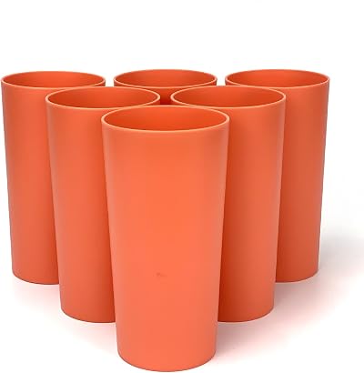 Yalin 26 Ounce Plastic Tumblers/Large Drinking Glasses/Party Cups/Iced Tea Glasses,Unbreakable, Dishwasher Safe, BPA Free,Set of 6 (Orange)