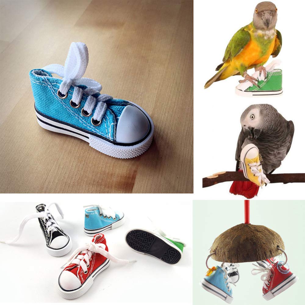 Mini-Sneaker Spielzeug Für Vögel – 5 Stück, Bunt, Aus Baumwolle & Gummi, Für Papageien & Nymphensittiche