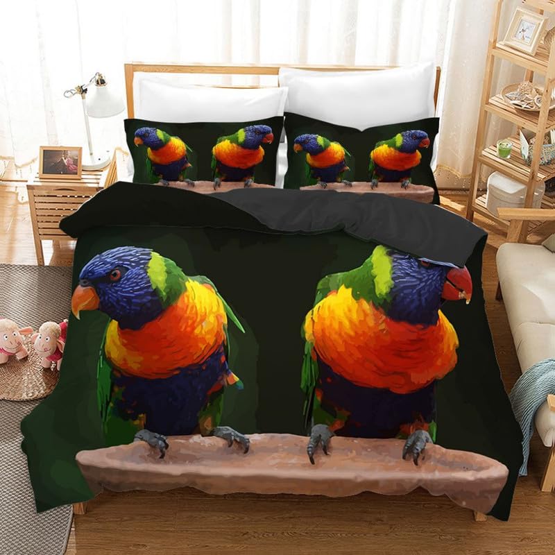 Funda nórdica microfibra 155x220 con funda de almohada infantil pájaros