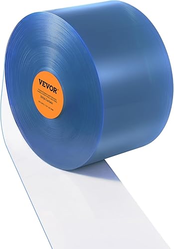 Miniatura 9 de VEVOR Cortina de tiras, 75 pies de largo x 8 pulgadas de ancho x 0.08 pulgadas de grosor, rollo de tira de cortina lisa de PVC transparente para