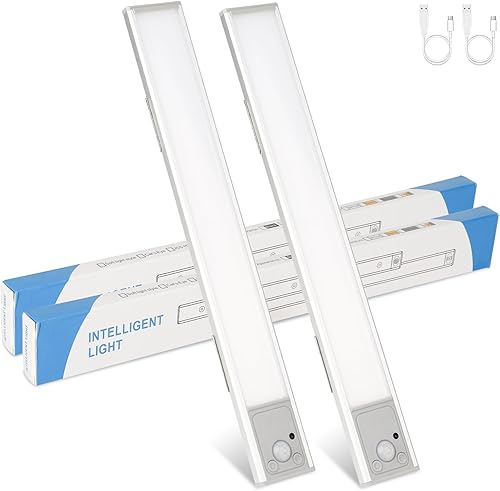 QYG.LD Luces para debajo del gabinete, luces de armario con sensor de movimiento, 2 luces de gabinete de 12 pulgadas, 3 colores, regulables, luz