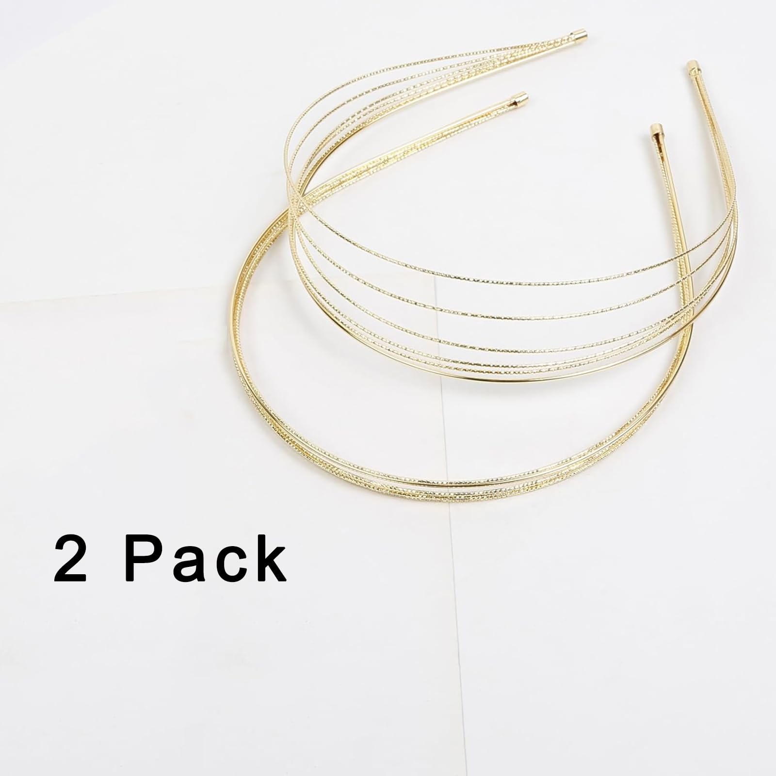 Paquete de 2 diademas de metal de varias capas para mujer, diademas doradas, elegantes accesorios para el cabello, accesorios para el cabello dorados, accesorios para el cabello para niñas