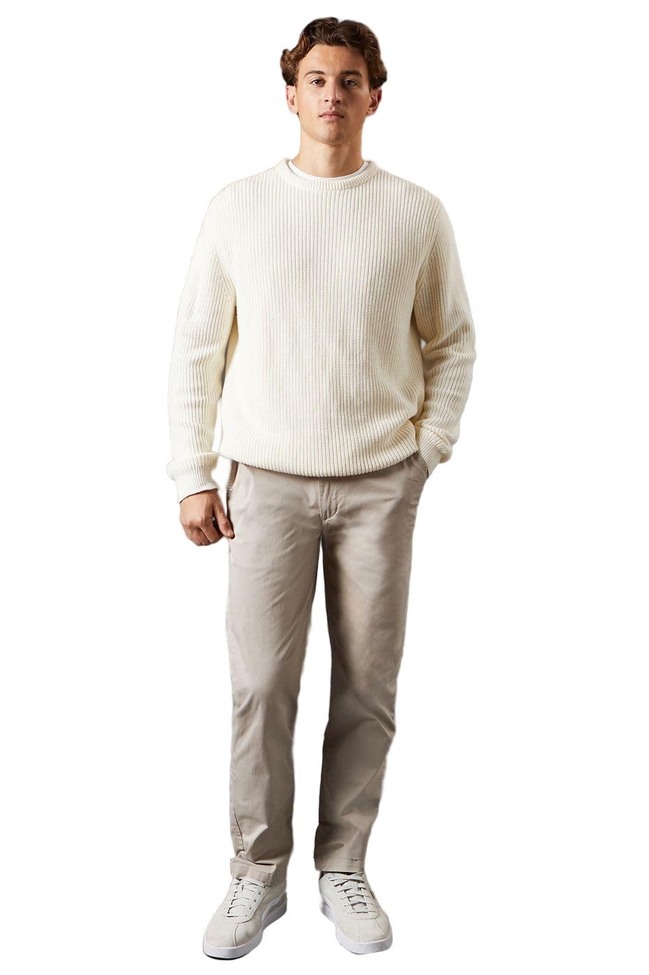 Burton Men's Natural Chino Slim Trousers (32R) (Natural)