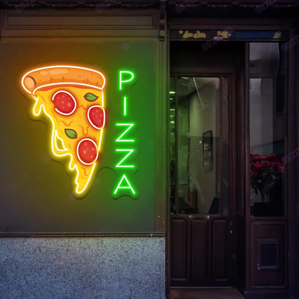 Pizza Neon Sign Melting Slice Vertical LED Wall Light Food Trucks Italian Eatery Decors Pizza Shop Restaurant Wall Art Business Open Sign โ image 1
