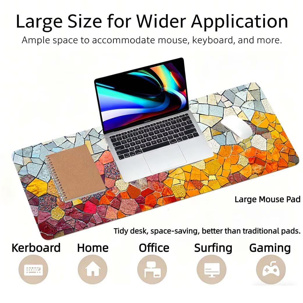 Lpfieonn Anlage Großes Schreibtischunterlage, XXL Schreibtischunterlagen, Blume XXL Wasserdicht Gaming Mousepad mit Vernähter Rand und Rutschfeste Gummibasis, für Laptop/Hause/Büro 120x60cm PF-2165
