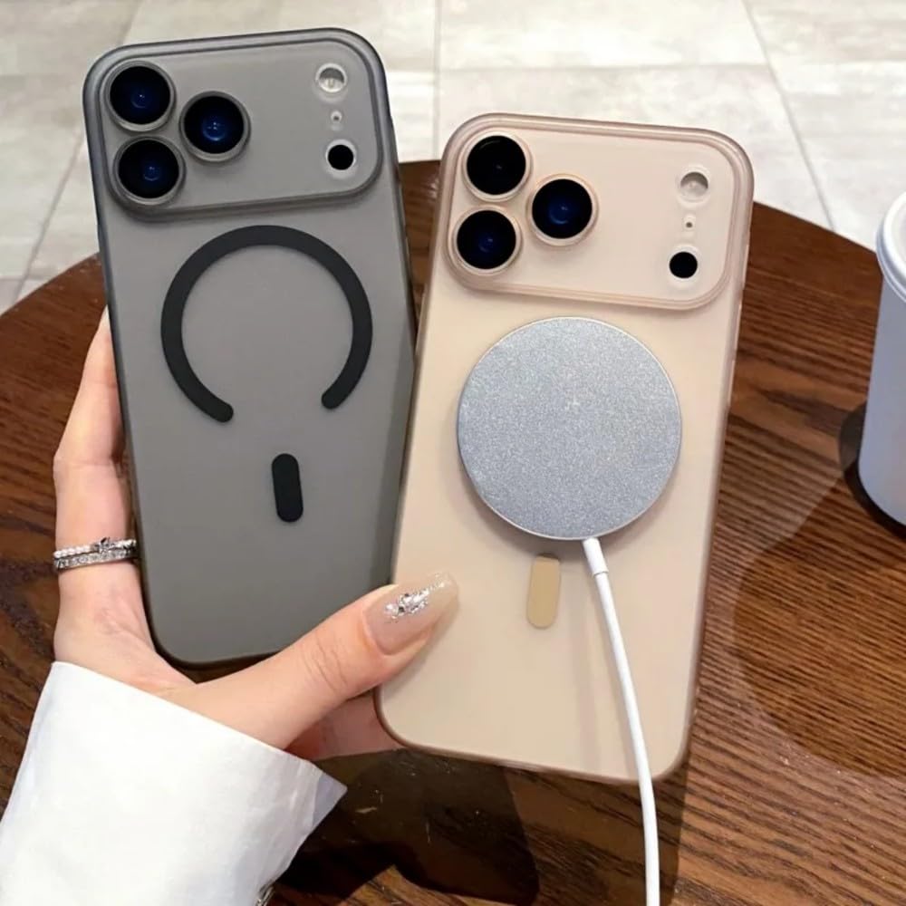 Ultracienkie matowe, przezroczyste etui do iPhone'a 17 Air 16 15 14 Plus 13 12 11 Pro Max, magnetyczne etui z funkcją ładowania bezprzewodowego, białe, do iPhone'a 17