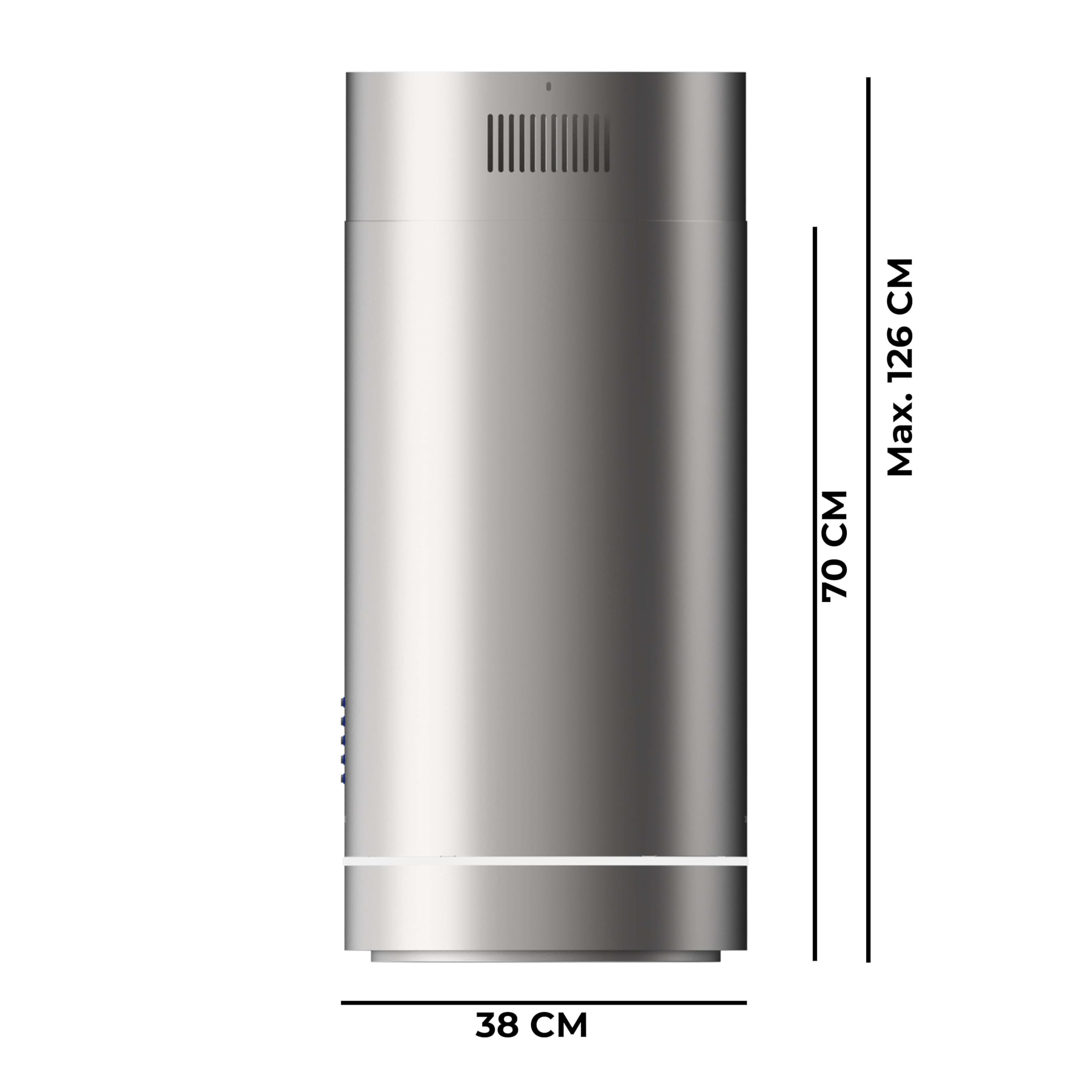 Cecotec Cappa Aspirante Isola Rotonda 38cm Bolero Flux Ire 388000 Inox A++. Aspirazione 712m3/h, Motore 210W, Controllo Elettronico, Pannello LED, Filtro Carbone, Design Elegante Inox
