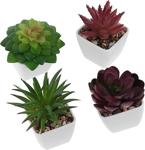 IMIKEYA 4 piezas de bonsái simulado en miniatura en maceta, decoración de plantas decorativas en maceta, plantas artificiales en maceta, decoración