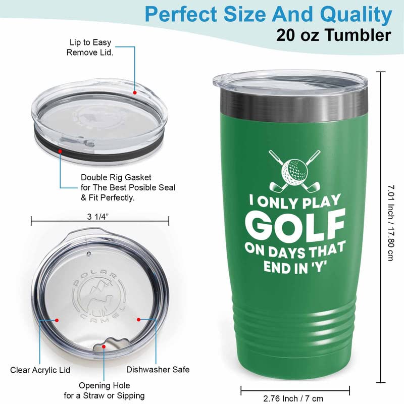 Golf Green Tumbler 20oz - That End In 'Y' - Golf Course Par Match Play Birdie Putt Golf Club Outoor Game Caddy