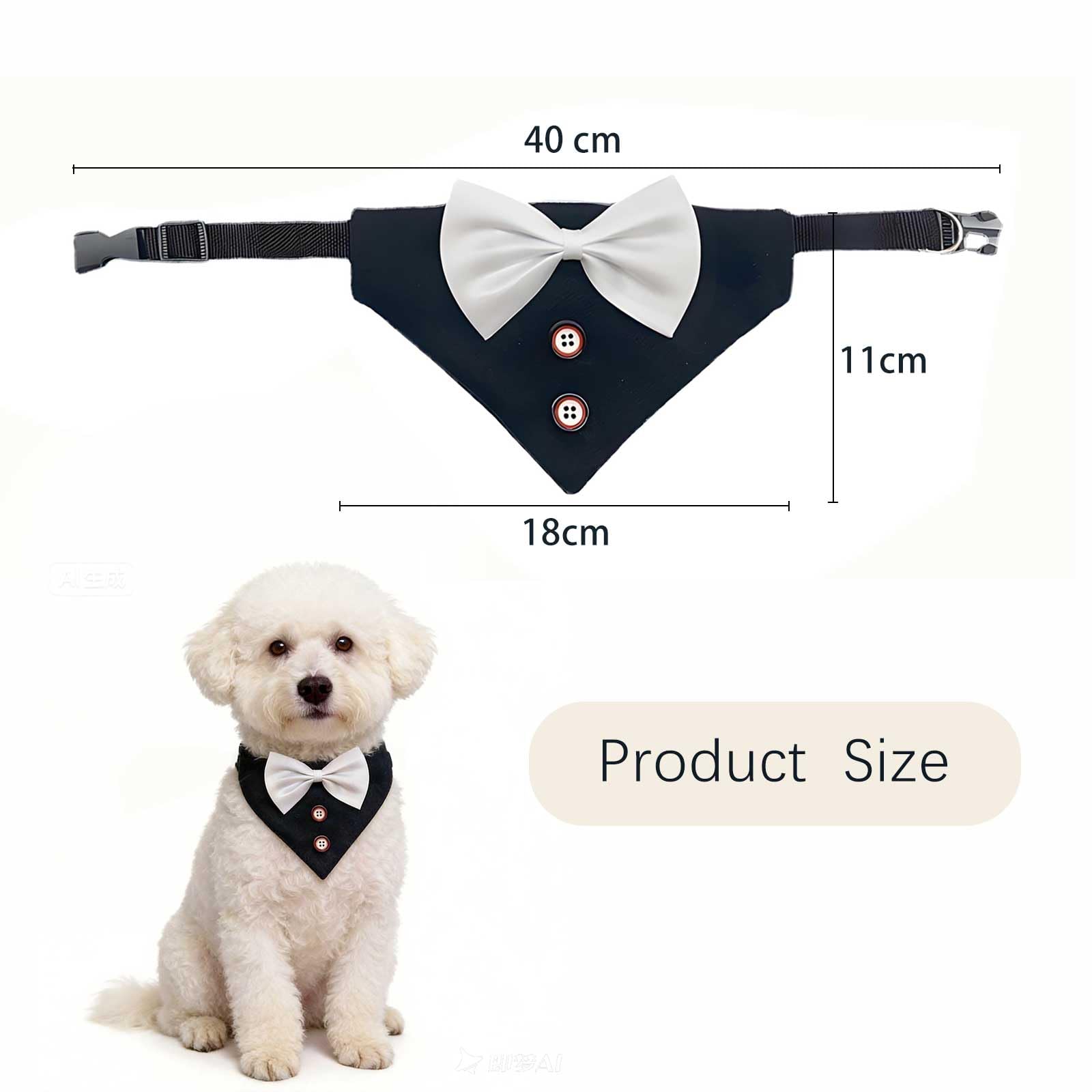 Bandana per Cani con Papillon Stile Smoking Regolabile in Cotone Morbido Leggera e Traspirante Chiusura Rapida per Cani Piccoli e Medi