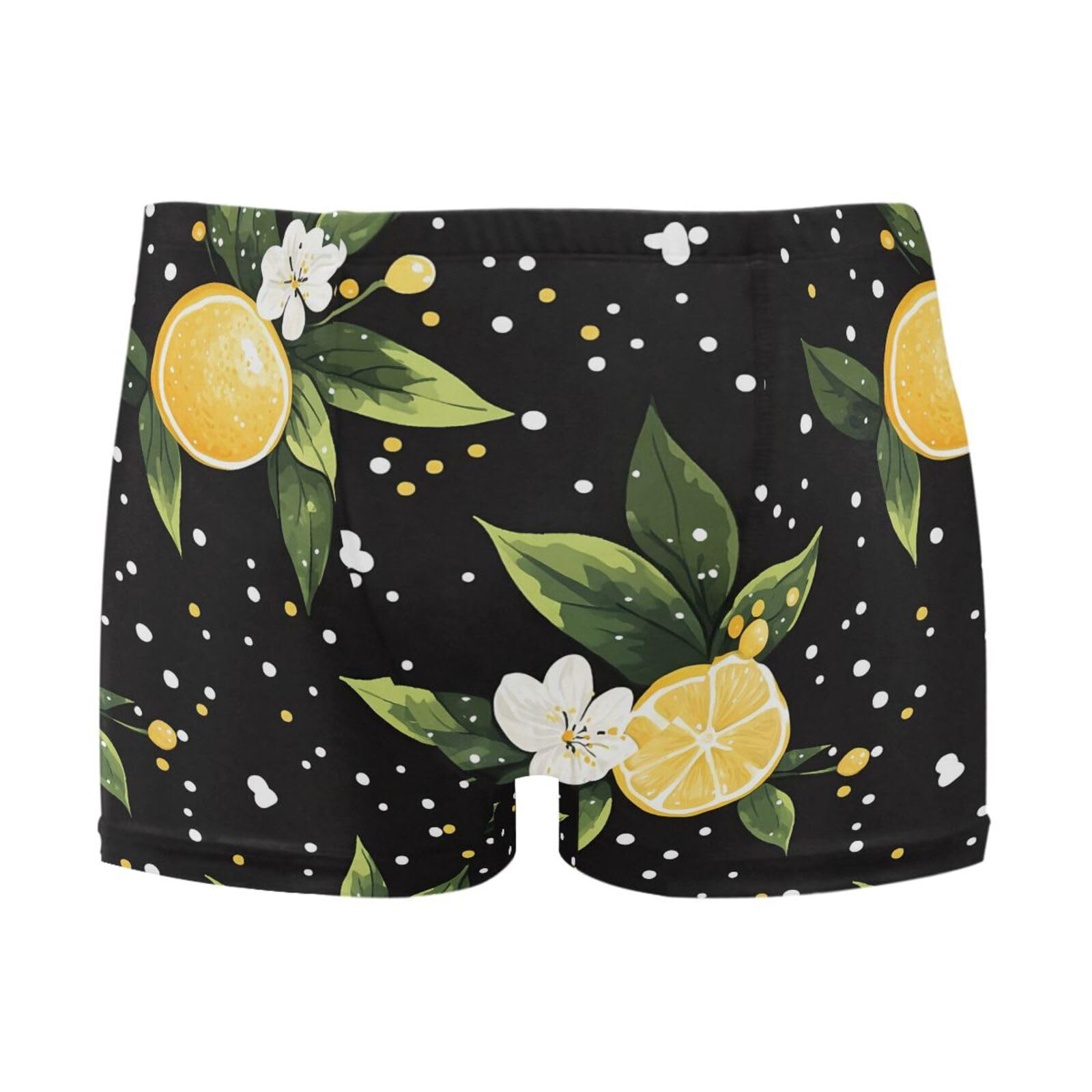 UMIRIKO Lemon and Polka Dots Men's Swim Trunk Square Leg Swimsuit Swimwear Swim Briefs for Men 2XL 202c0136