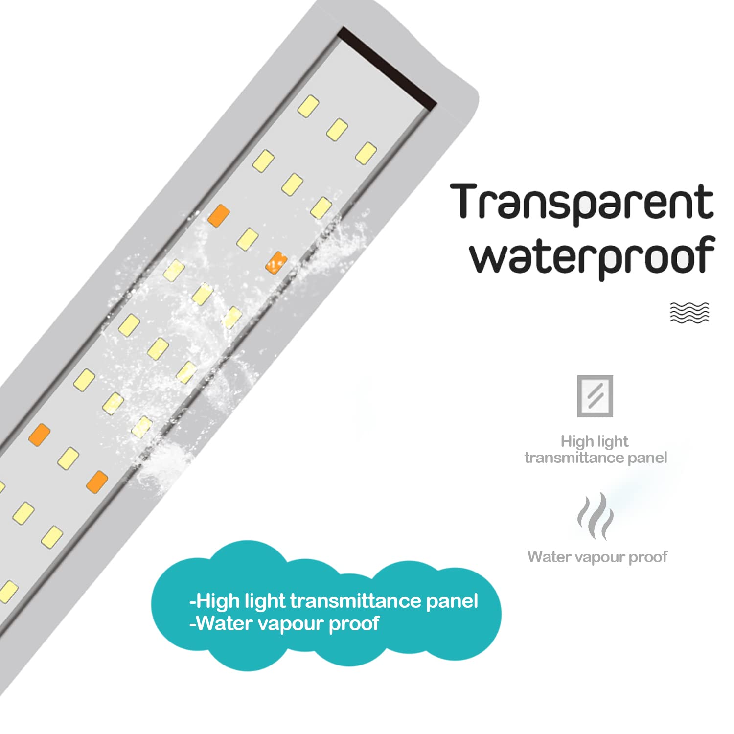 BPS Aquarium LED Light 15W Lampada per acquario 4000K impermeabile con staffa estensibile