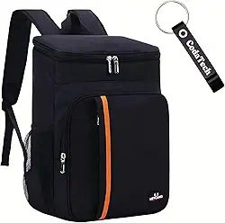 Mochila Térmica Cooler GRANDE 22L: Cerveja GELADA por HORAS Refrigera por até 18H! Impermeável, Ideal para Praia, Camping & Churrascos, com Chaveiro ABRIDOR DE GARRAFA (PRETO)