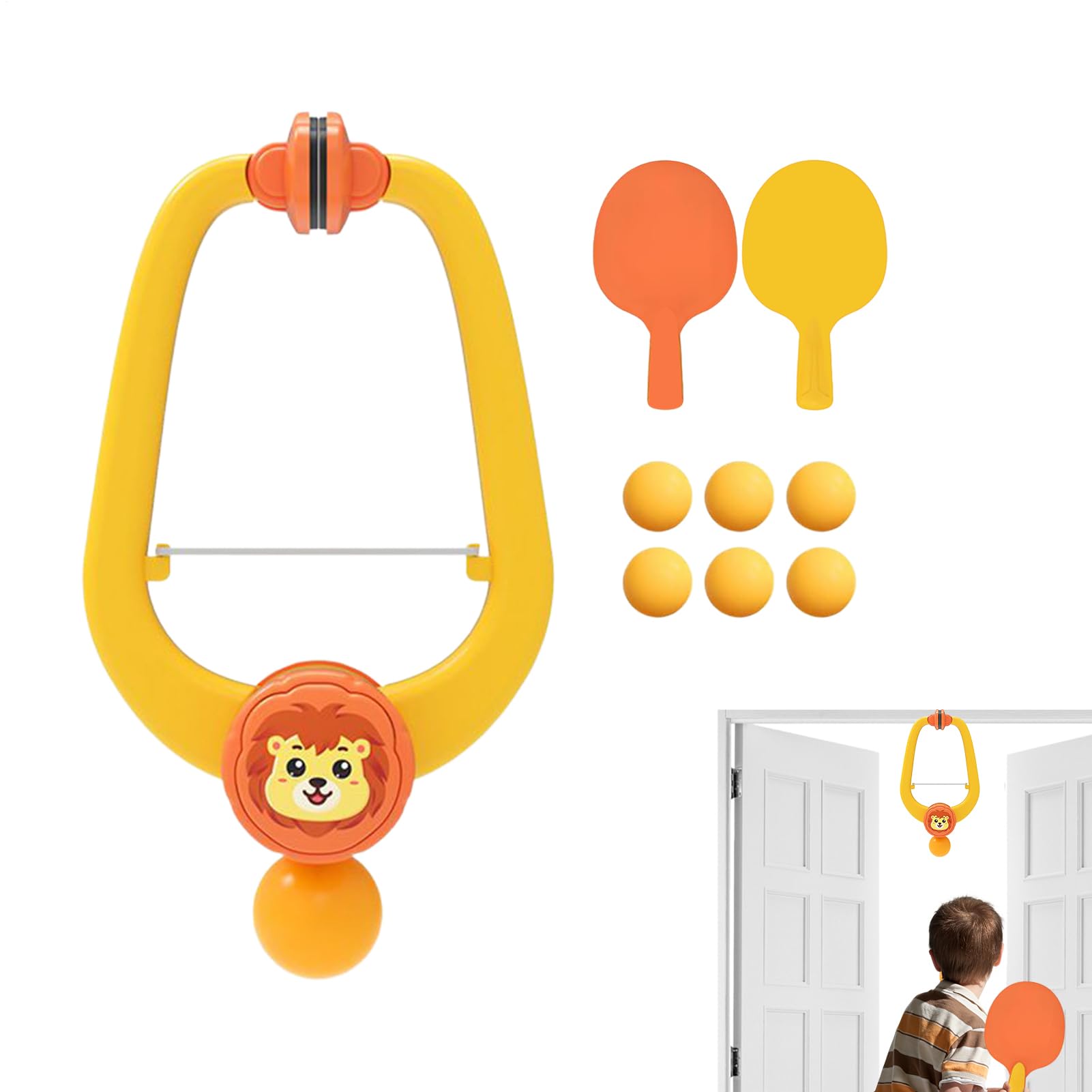 Door Opening Game – Portable Door Gymnastics 8.86 × 5.71 Inch with Balls | Training Set for with Rackets for Family, Boys, Girls, Bedroom