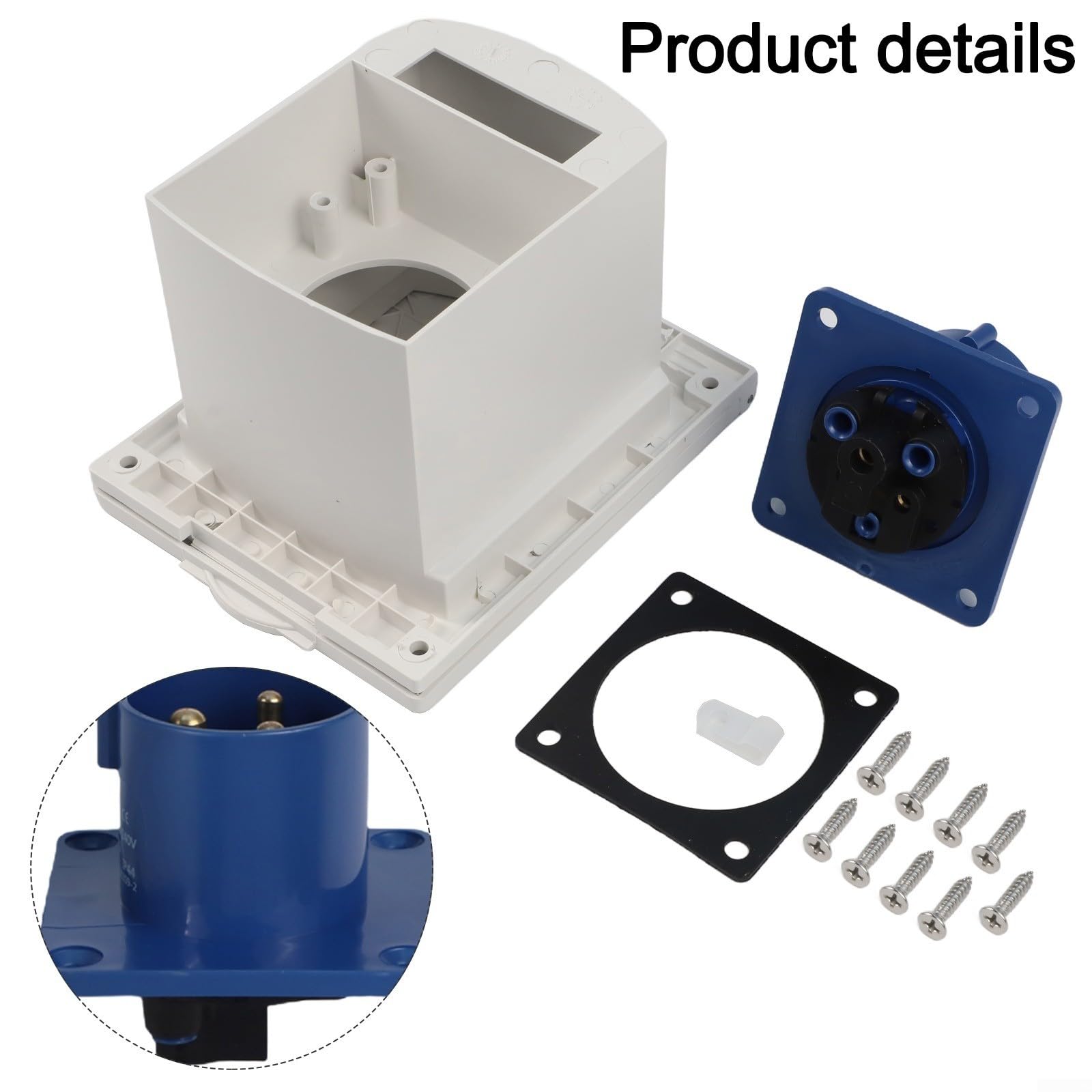 Scatola esterna impermeabile per camper, presa di corrente da 16 A 220 V con copertura protettiva IP44, per roulotte e camper (bianco)