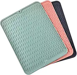 Tapete de Secagem e Escorredor de Louça em Silicone Resistente ao Calor 40x30, Útil para Proteger Superfícies e Facilitar a Secagem (Rosa)