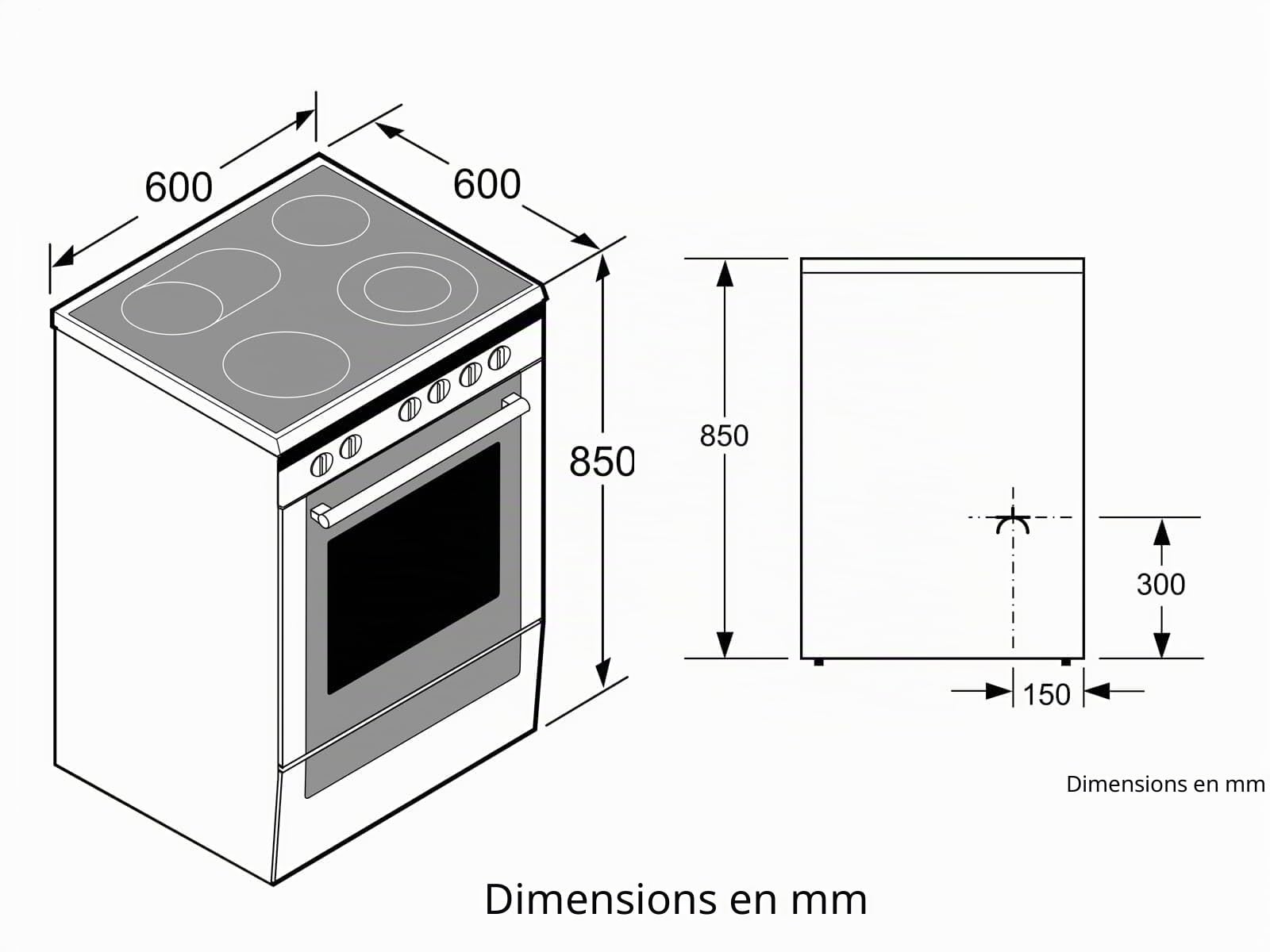 Bosch HKR39C250 Série 4 Cuisinière électrique 60 cm de large, EcoClean Direct, 3D air chaud cuisson à 3 niveaux, contrôle de l'écran LED, zone de cuisson extensible pour grande batterie de cuisine