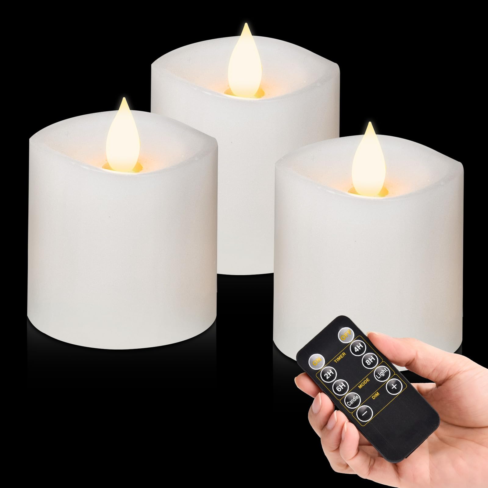 Fake Candles Milysoek 3x3 Flickering Flameless Candles Set Of 3, LED ...